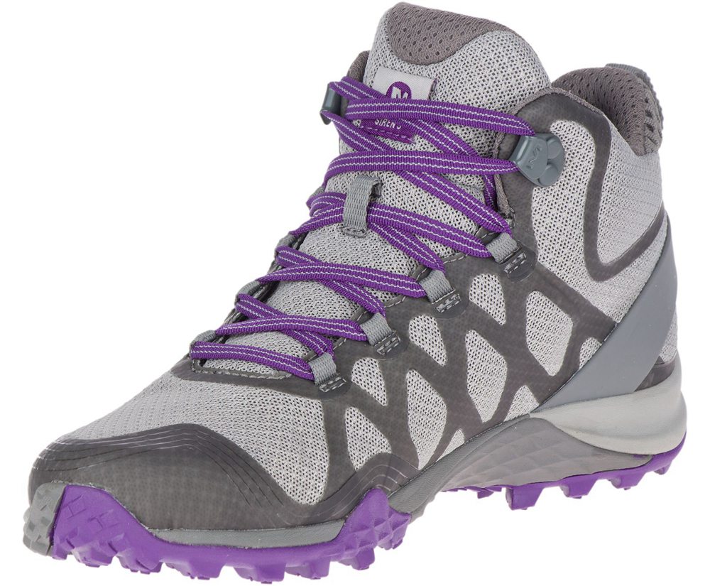 Kozaki Merrell Damskie Szare/Fioletowe - Siren 3 Mid Waterproof - 509371-MTR